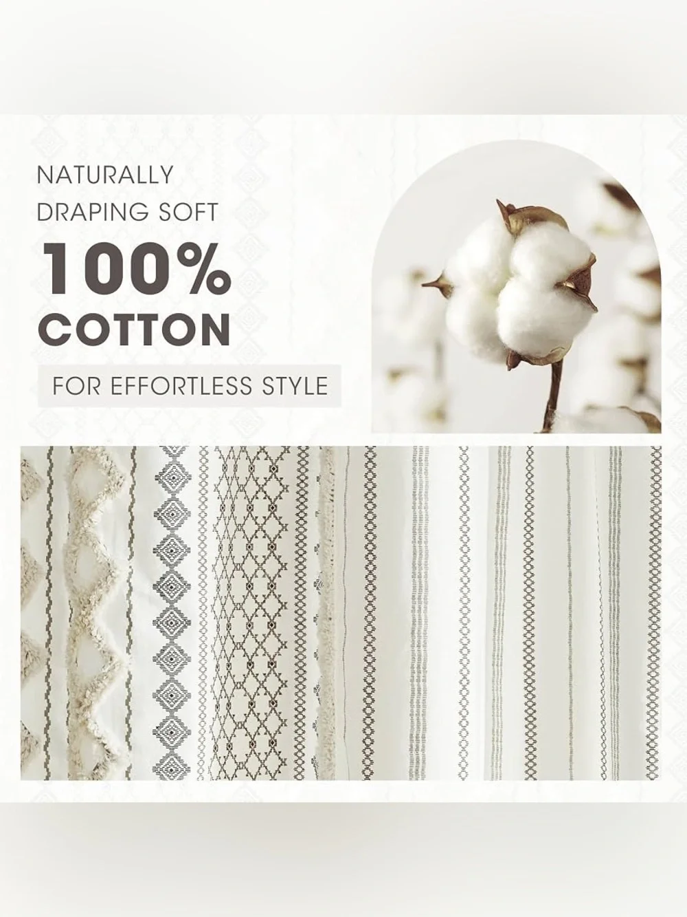 INK+IVY Imani Tufted Chenille 100% Cotton Shower Curtains Machine Washable ivory